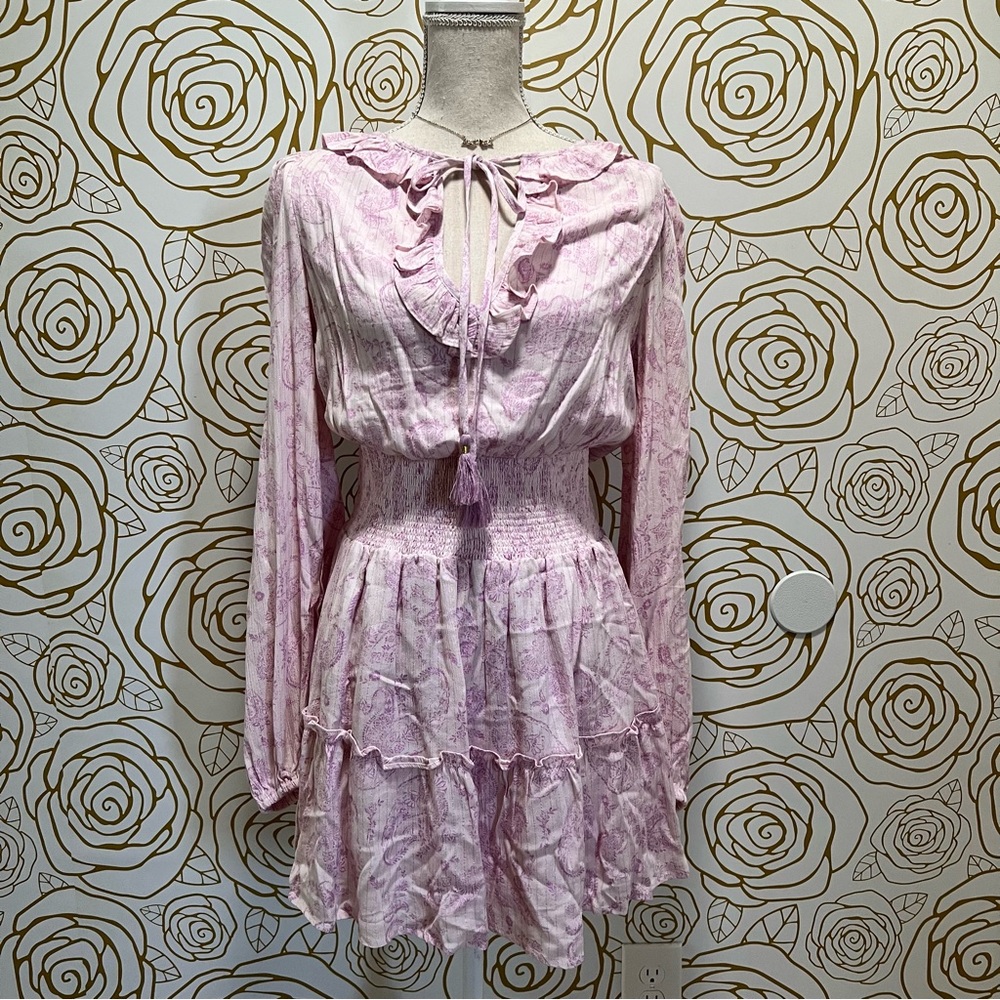 House of Harlow 1960 lilac paisley Long Sleeve Dress